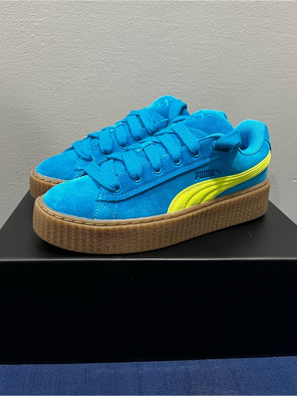 Puma Fenty Creeper Phatty Speed Blue Lime Suede Sneaker 396403-02 Size 8.5 Men’s